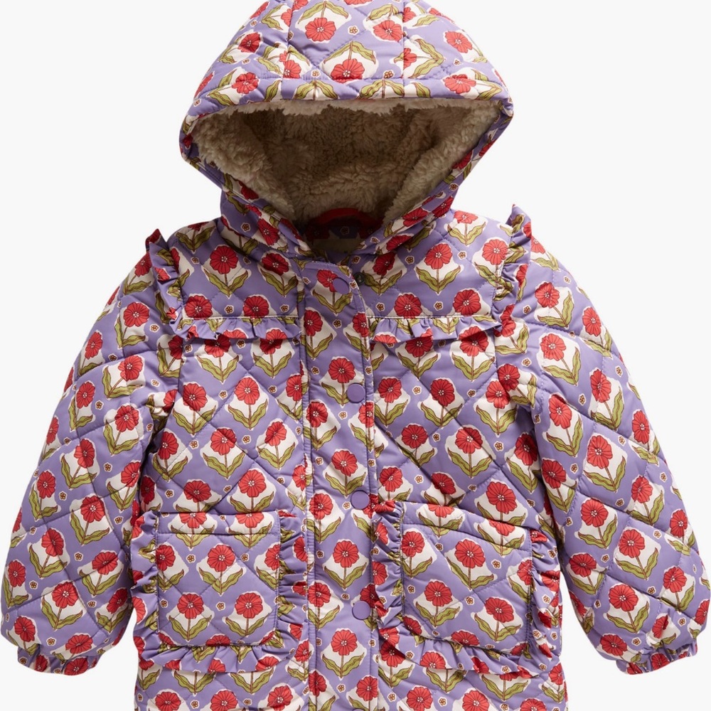 Mini Boden Floral Puffer Jacket 6-7 years